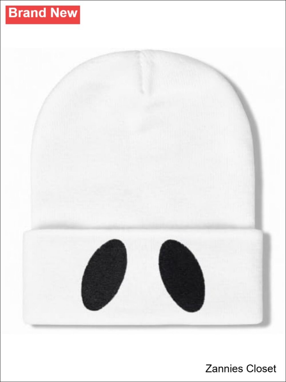👻 Cute Ghost Face Knit Beanie Hat Winter Warm Halloween Pull-On Cap Women